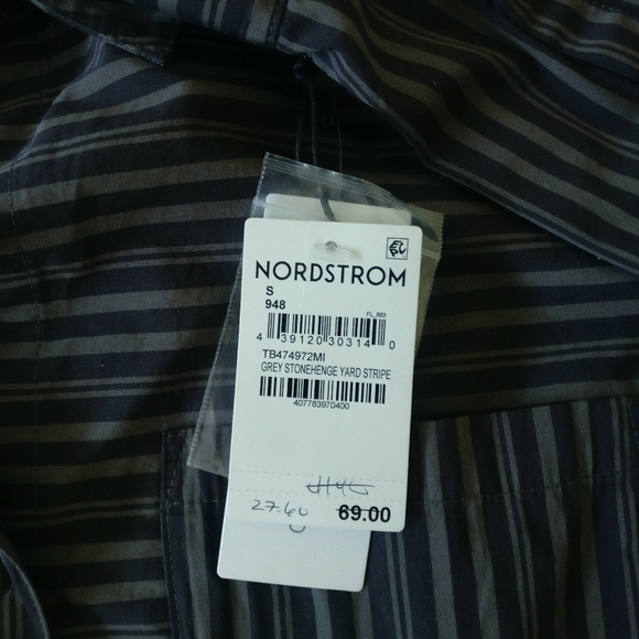 NWT Treasure & Bond Oversized Gray Stripe Button Up Size S - Picture 14 of 16